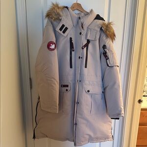 Canada Goose Light Tan Parka with Fur Hood